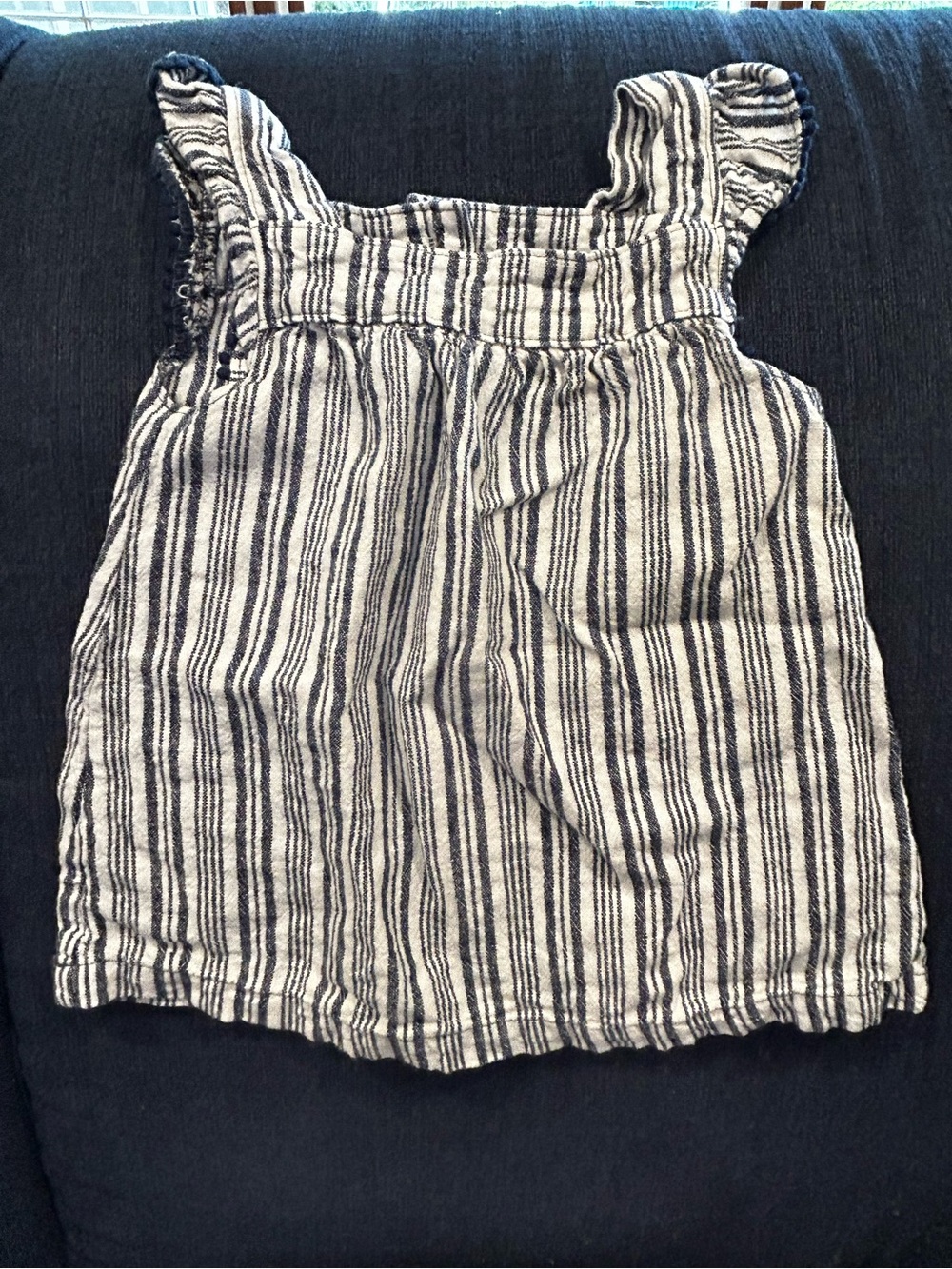 Carter's Navy and White Striped Ruffle Tank Top